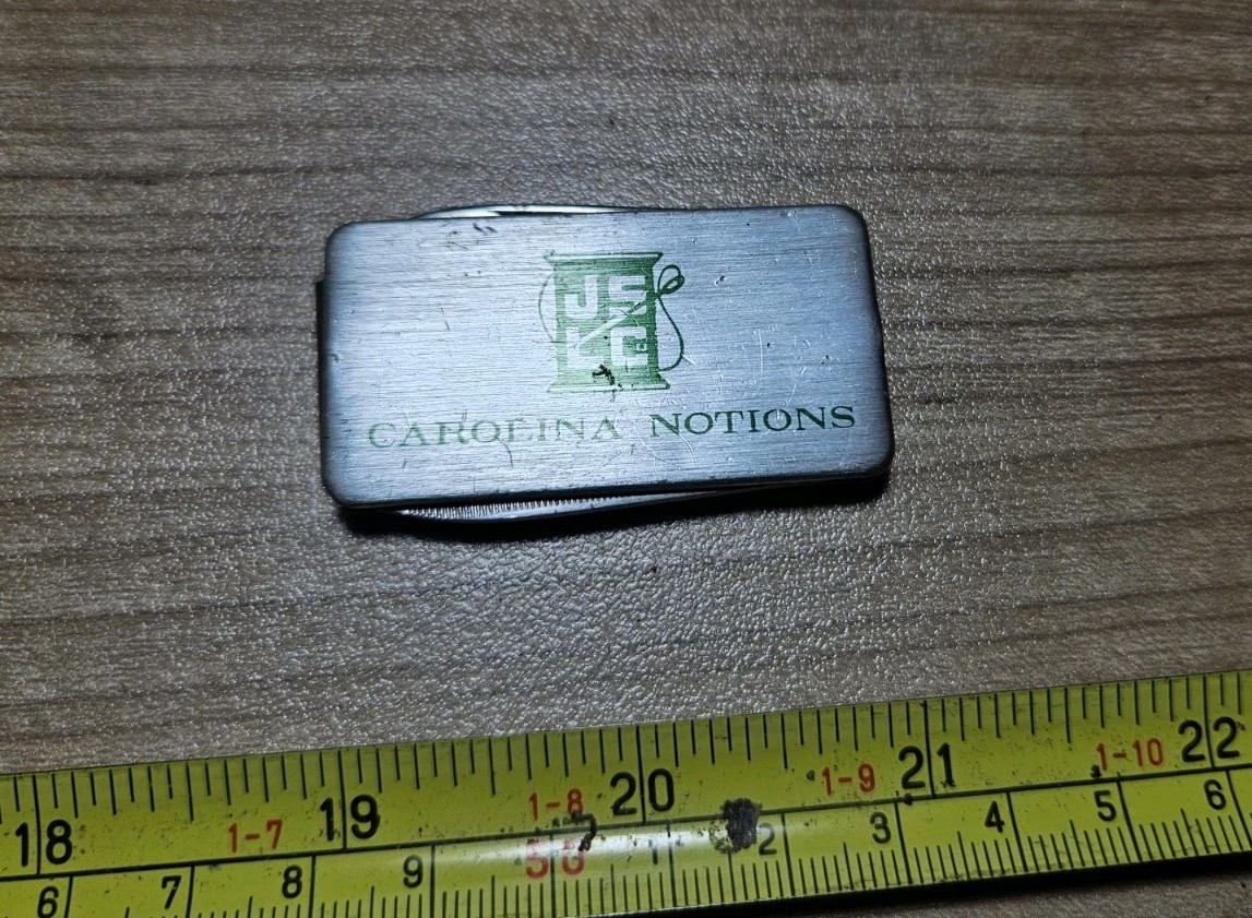 Vintage JSL Co Carolina Notions Sewing Thread Advertising Money Clip