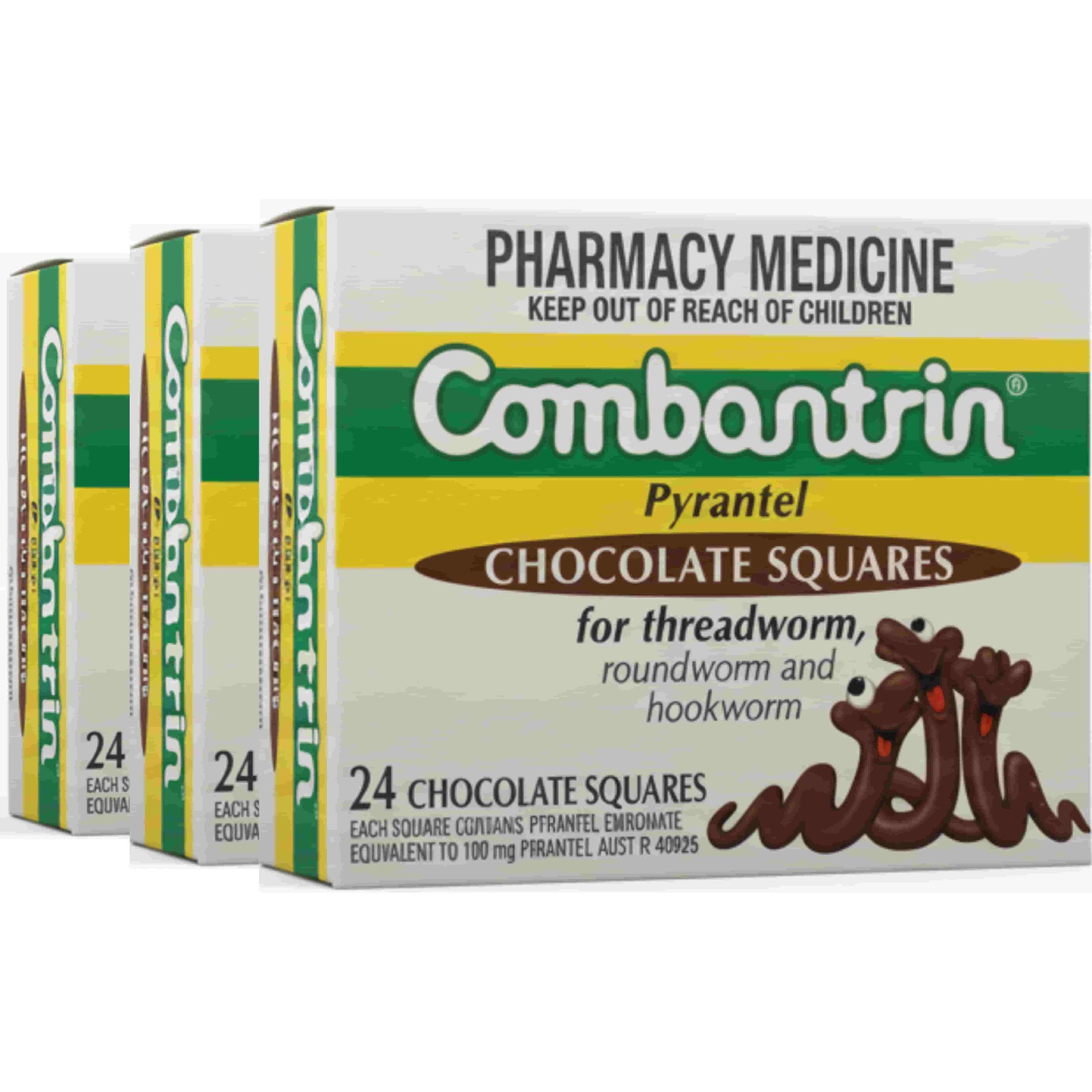 Combantrin Chocolate Squares - 3-Pack - Made in Australia - EXP: 11/2028 Combantrin Chocolate Squares - 3-Pack - Made in Australia - EXP: 11/2028
