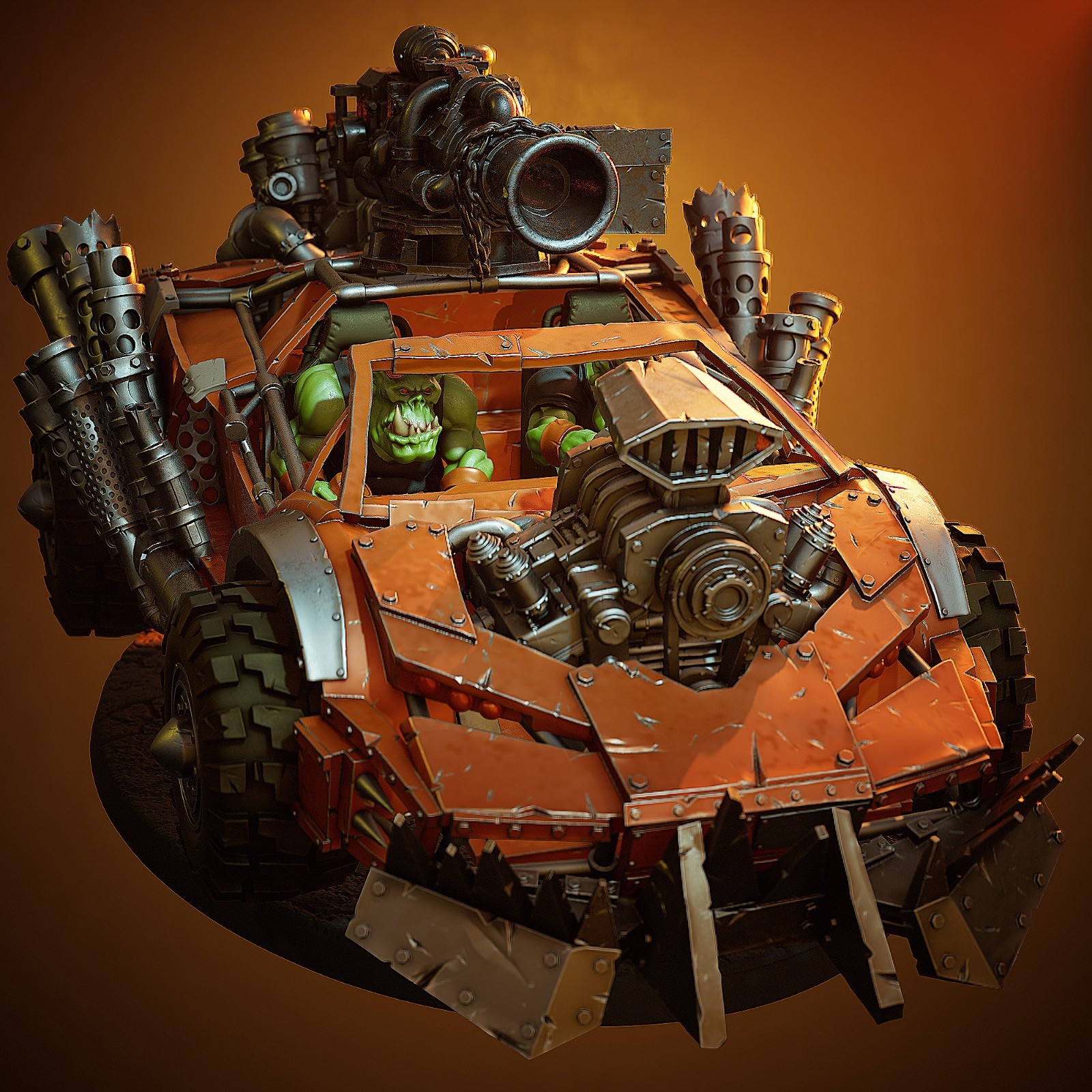 32mm Lamborcini Ork Vehicle UNPAINTED Resin Tabletop Model