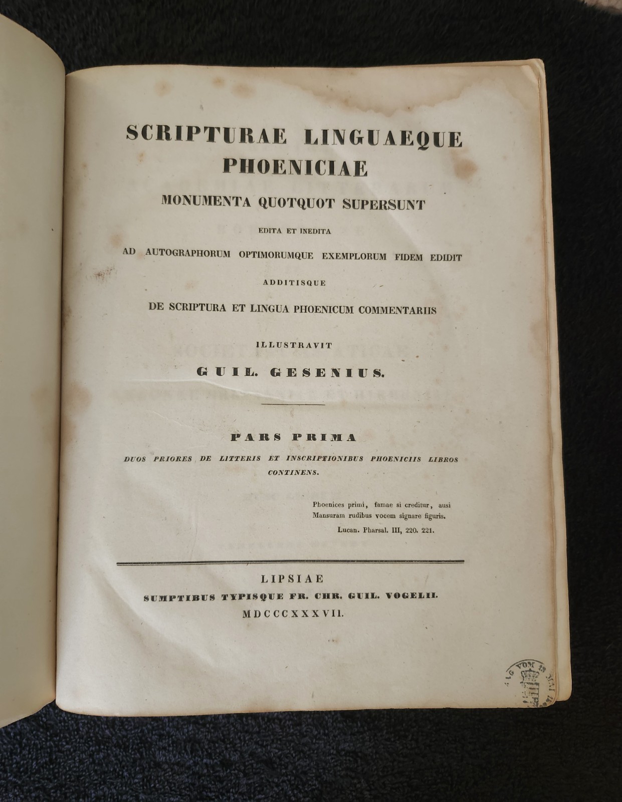 1837 Gesenius Phoenician Language Inscriptions 1st Ed COMPLETE 46 Plate Atlas