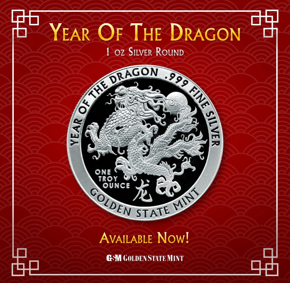 GSM - Year of the DRAGON 1 oz .999 FINE SILVER SILVER BU ROUND - IN STOCK GSM - Year of the DRAGON 1 oz .999 FINE SILVER SILVER BU ROUND - IN STOCK