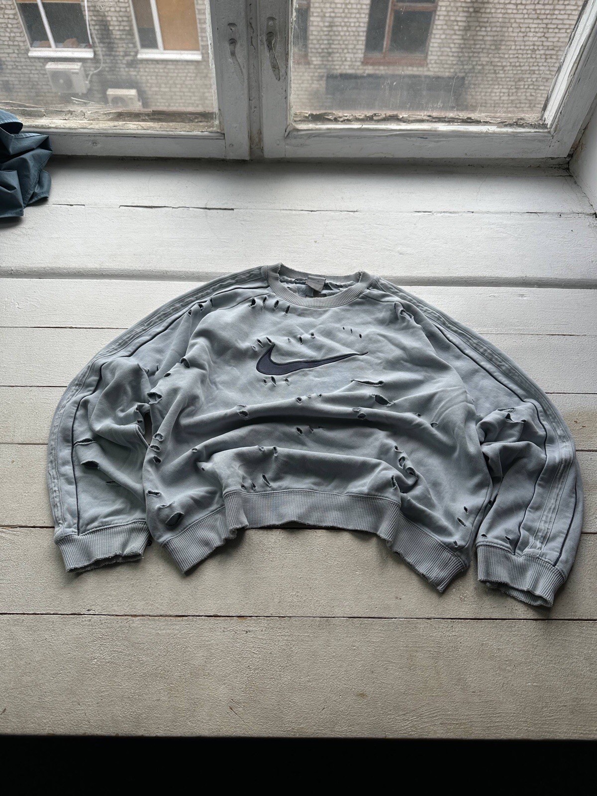GRAIL🚨90s BIG LOGO NIKE DISTRESSED  SWEATSHIRT SWOOSH RARE Y2K BOXY OVERSIZED