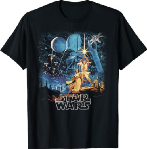 Star Wars A New Hope Faded Vintage Retro Poster Disney+ T-Shirt