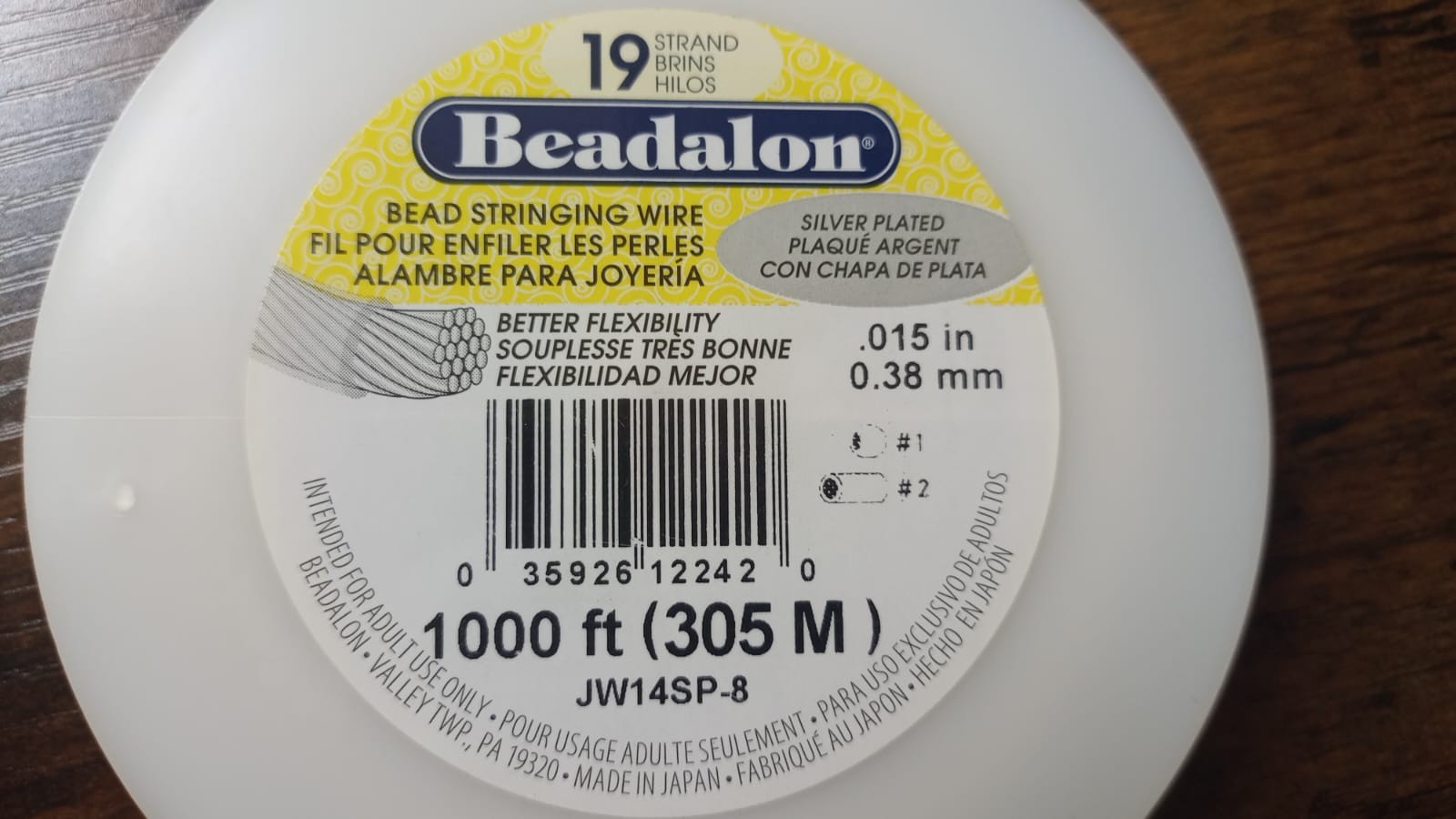 Beadalon® Silver Plated Bead Stringing Wire 19 Strands 1000 ft - JW14SP-8 Beadalon® Silver Plated Bead Stringing Wire 19 Strands 1000 ft - JW14SP-8