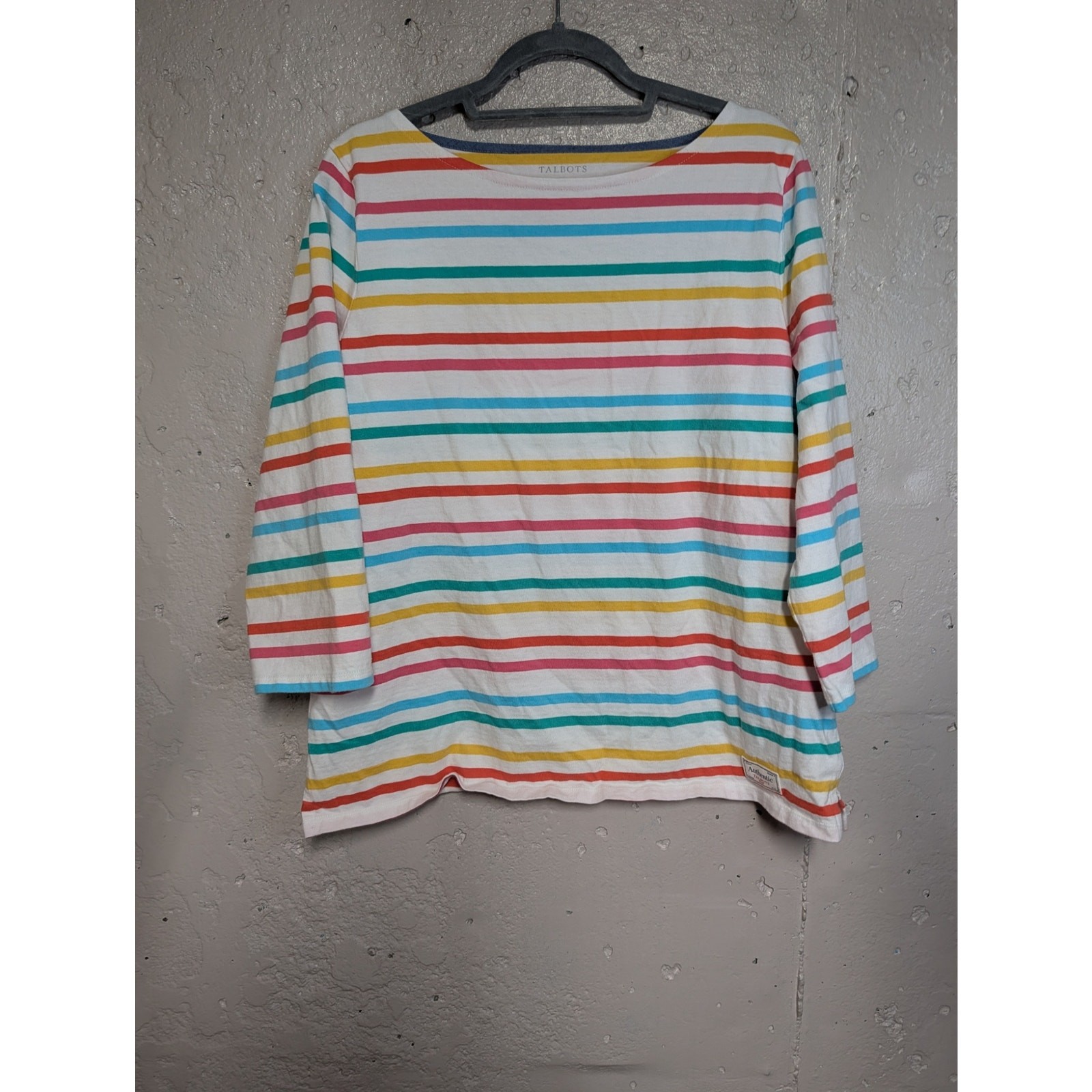 Talbots Authentic Rainbow Stripe Cotton Top XL 100% Cotton