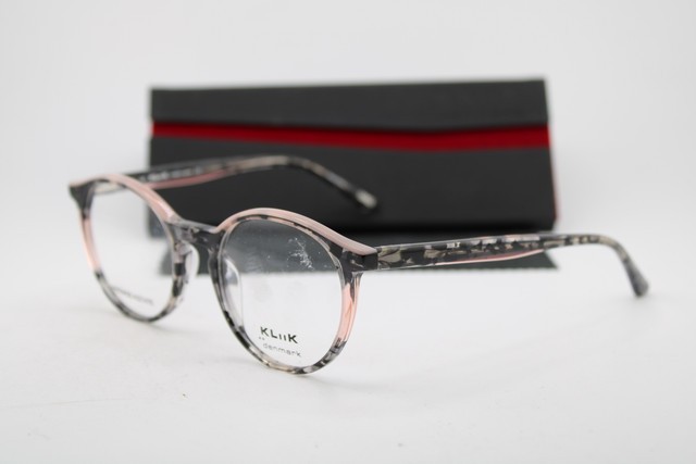 NEW KLIIK DENMARK 751 S400 BLACK PRINT ROSE PINK AUTHENTIC EYEGLASSES 47-19