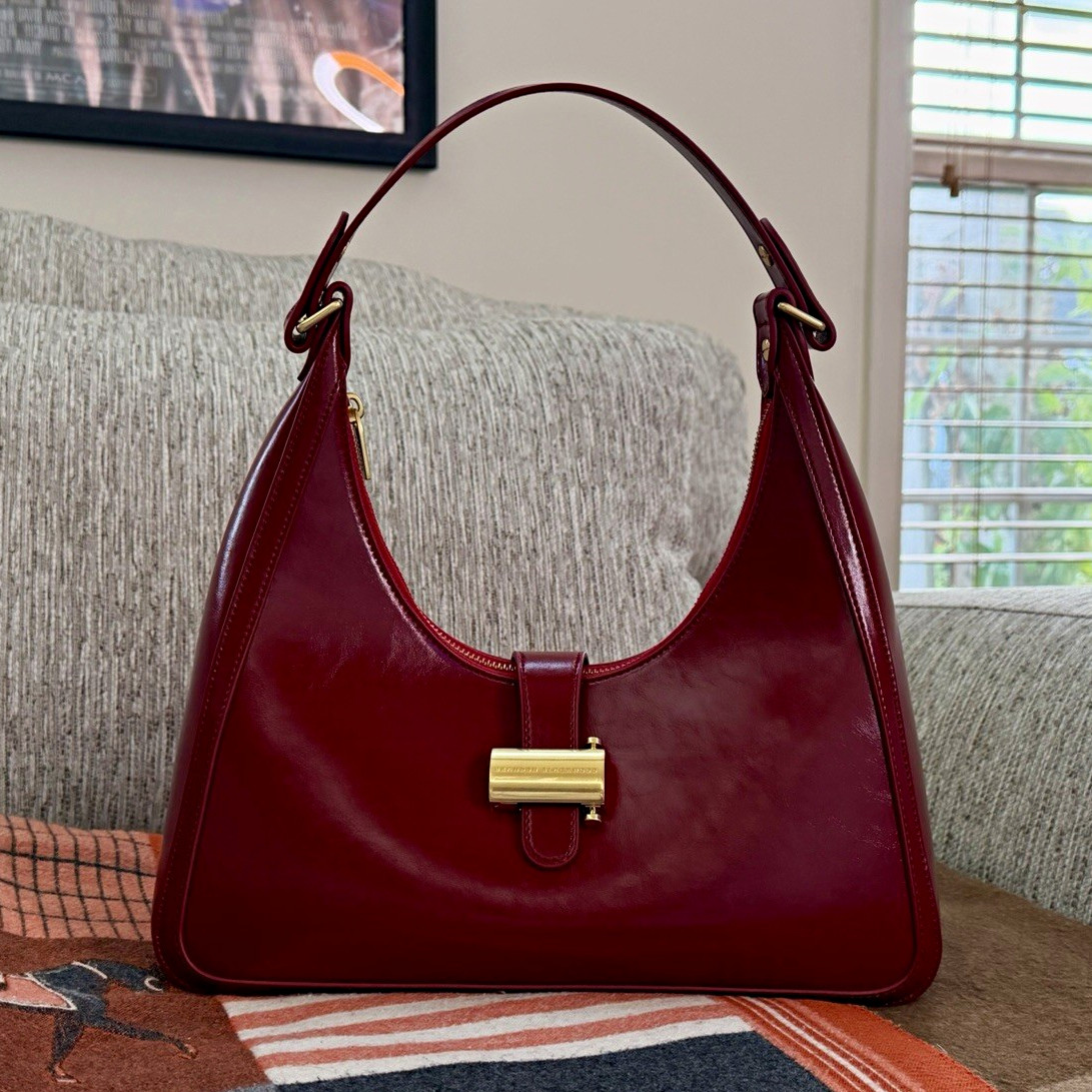 Brandon Blackwood Sara Bag Red Oiled Leather Crescent Shoulder Bag Cherry Y2K