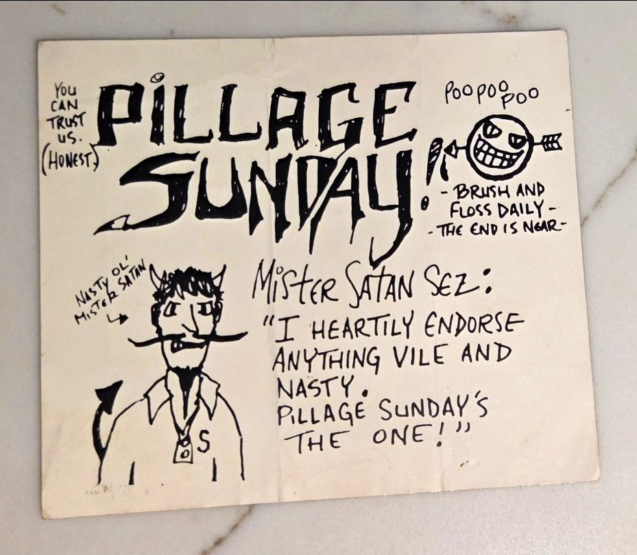 Vintage 1980s Pillage Sunday Sticker Bay Area Thrash Metal Punk Rare