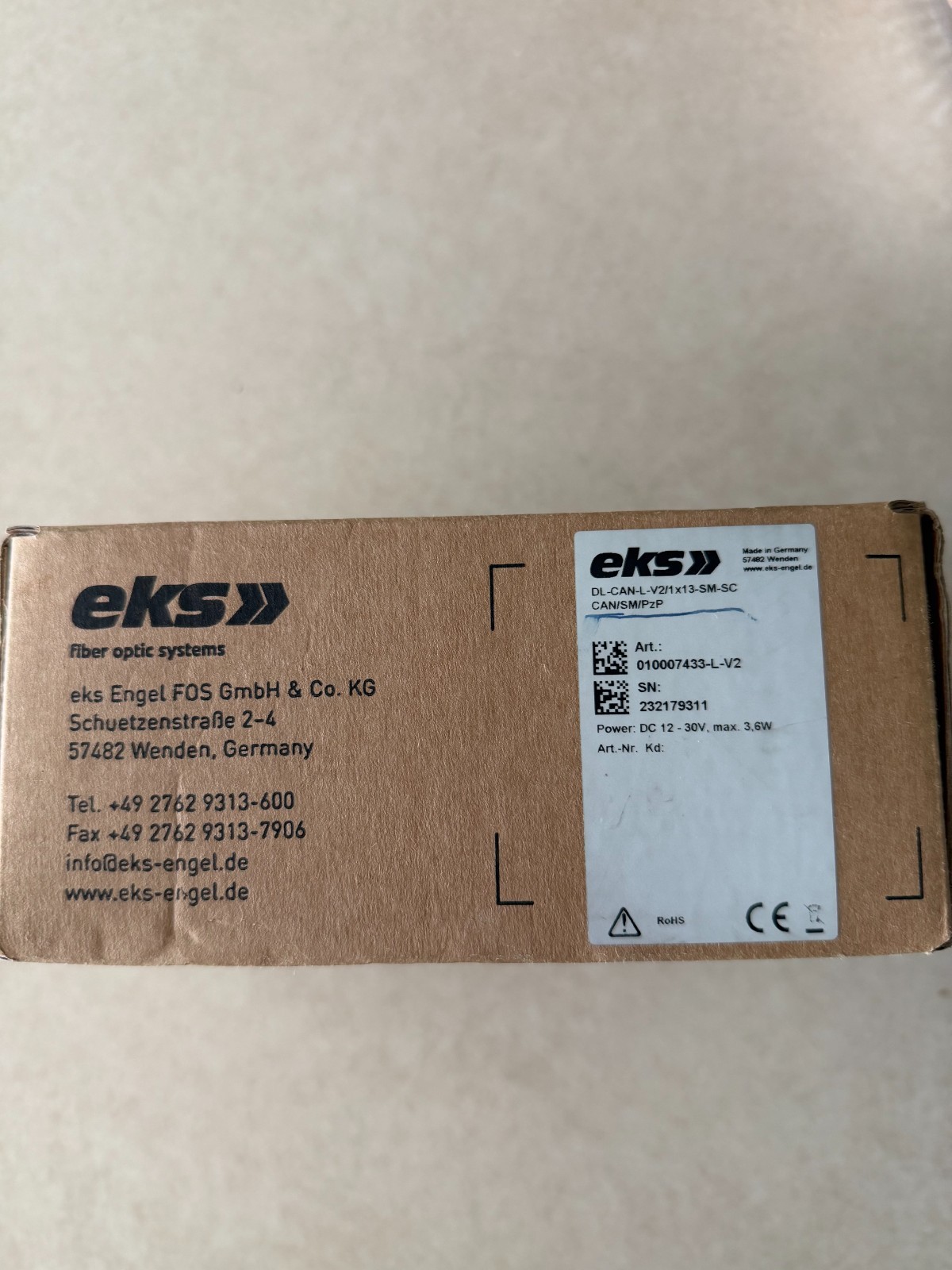 EKS Engel DL-CAN-L-V2/1x13-SM-SC CAN to SingleMode Fiber Optic, 010007433-L-V2