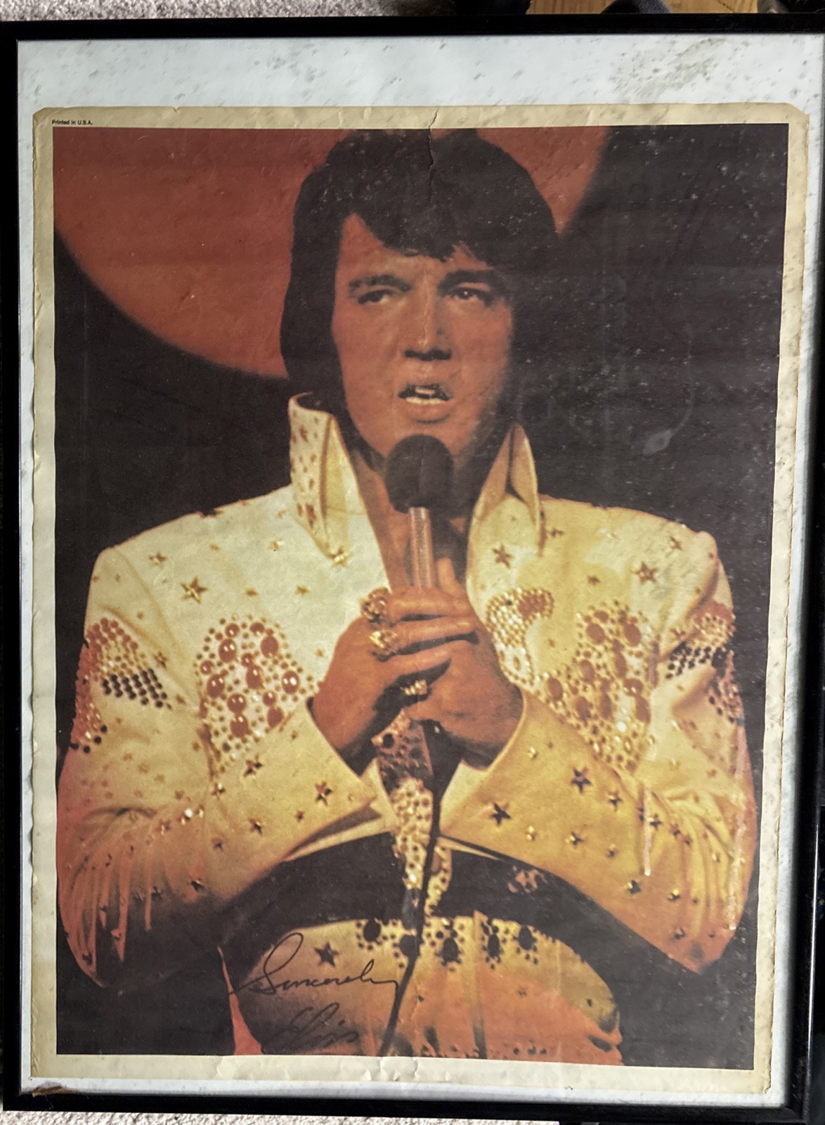 Vtg ELVIS ORIGINAL PHOTO King Of Rock&Roll 1970\'S 18.5”by24.5” Frame Vtg ELVIS ORIGINAL PHOTO King Of Rock&Roll 1970\'S 18.5”by24.5” Frame
