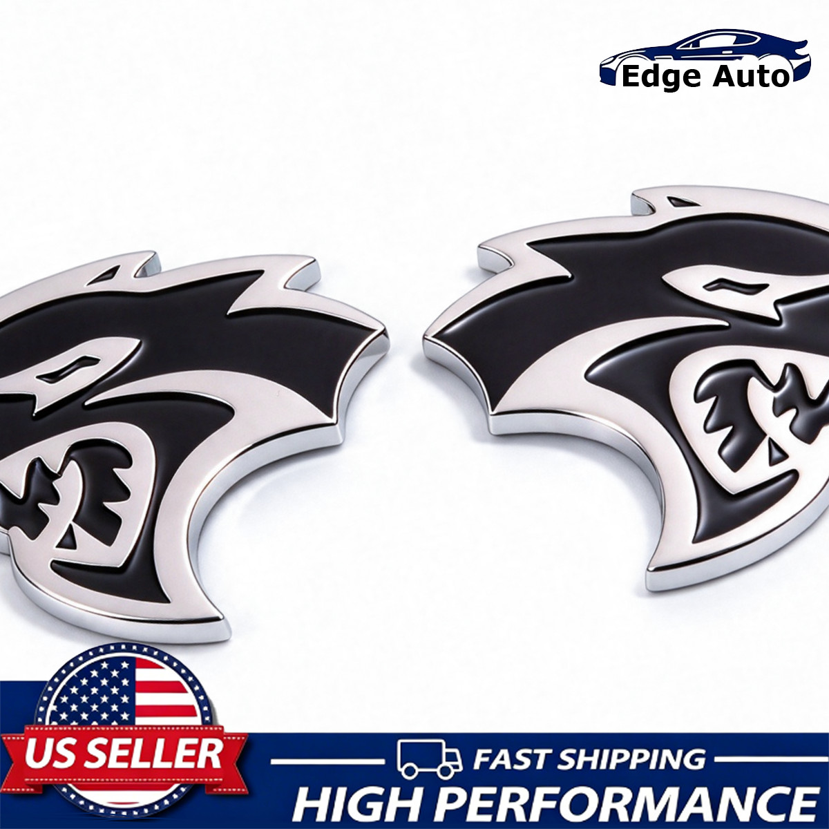 2Pcs 3D Fender Side Badge For Charger Challenger Hellcat Emblem Black Chrome