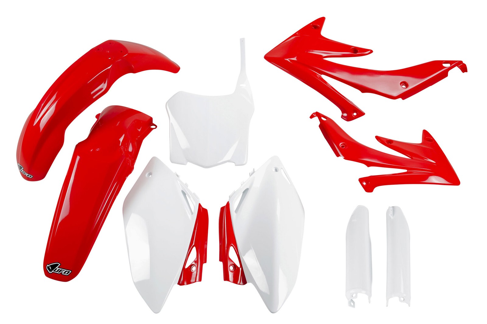 UFO Red / White Plastic Kit fits Honda: CRF450R (2007-2008)
