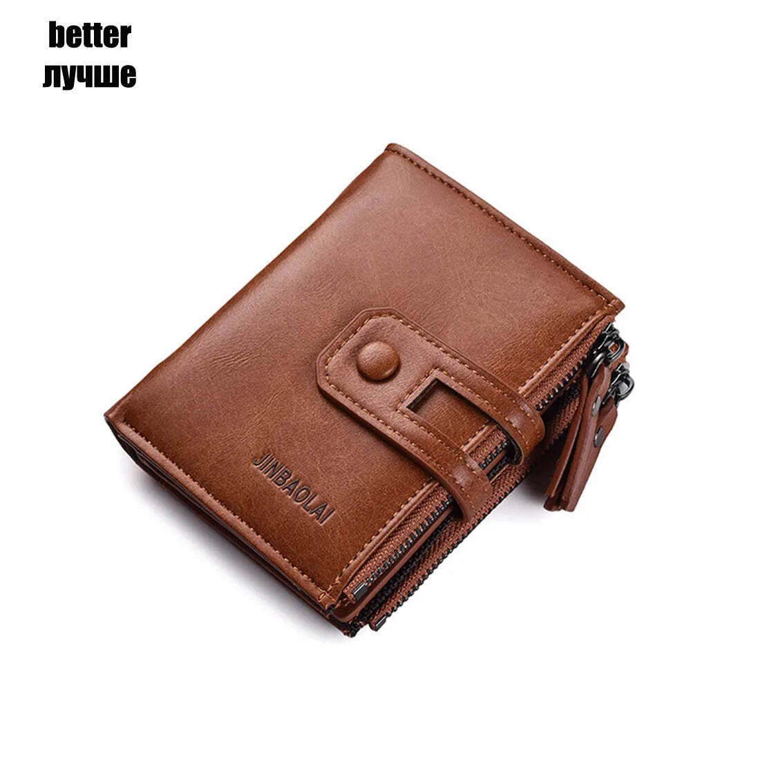 Carteras para Hombre de Cuero PU Vintage | Doble Cremallera | Tarjetero