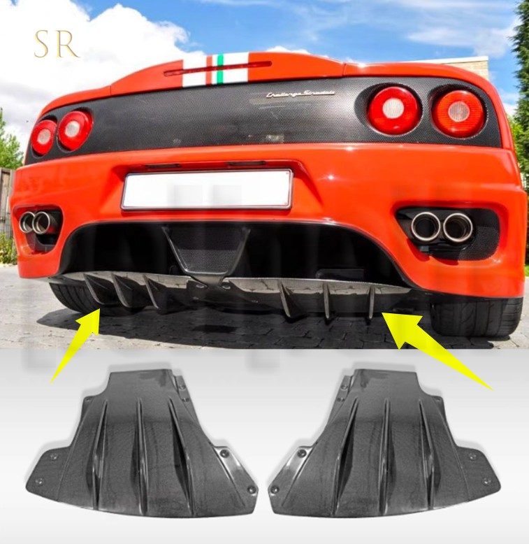 Dry Carbon Fiber  Rear Bumper Diffuser Spoiler Lip Fit For 2000-2008 Ferrari 360