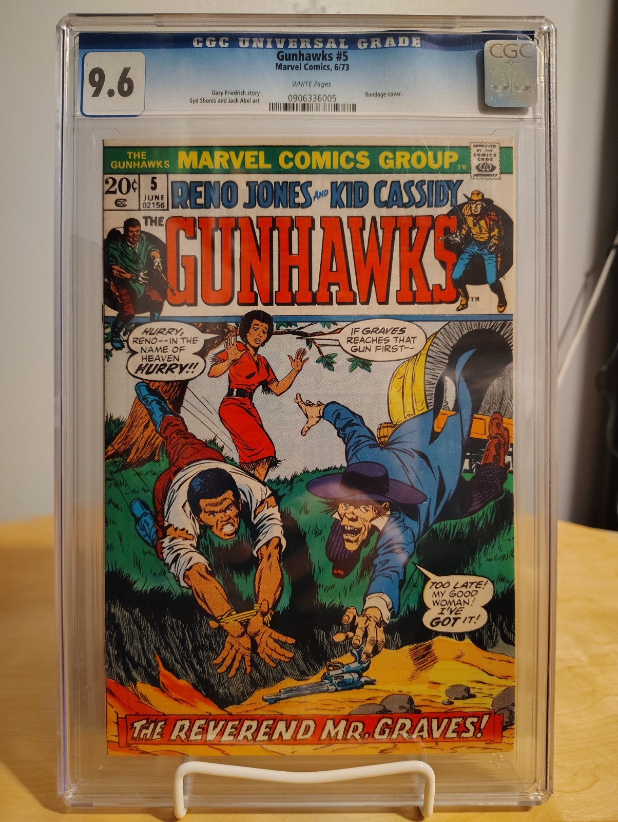 GUNHAWKS # 5 CGC 9.6 WHITE PAGES - BONDAGE COVER RENO JONES AND KID CASSIDY