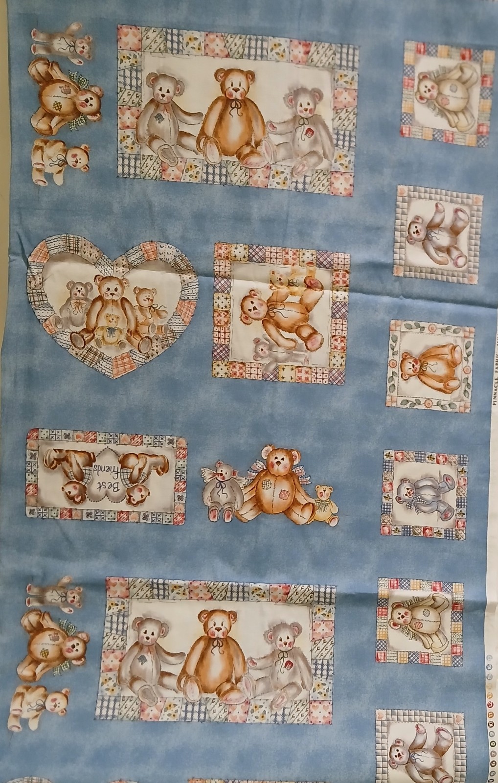 VINTAGE Pinnacle Fabric MIMI\'S THINGS Best Friends TEDDY BEAR FRIENDS BTY