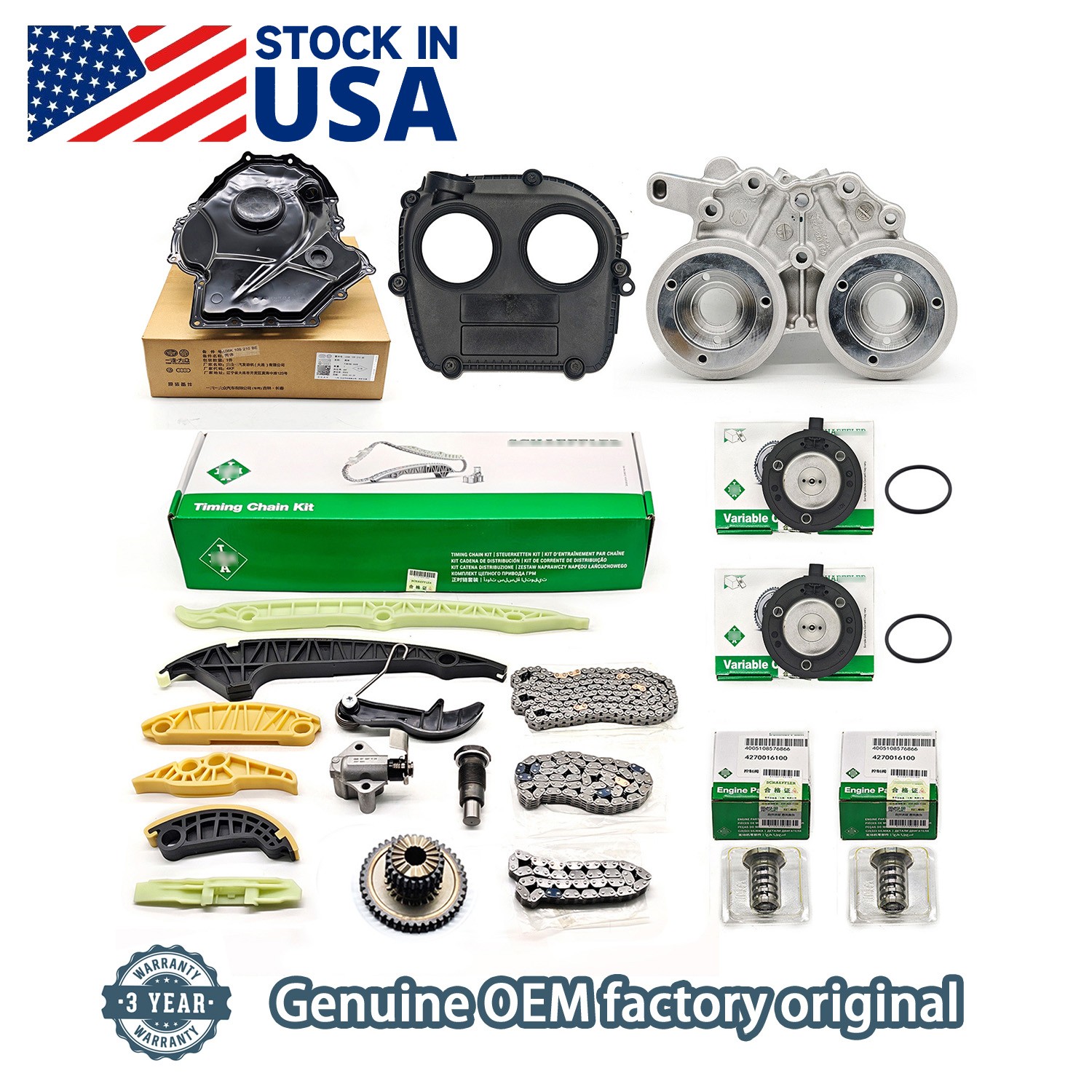 INA OEM 22PCS EA888 Gen3 Timing Chain Kit Fit Audi A4 A5 A6 Q5 2.0T Complete Set