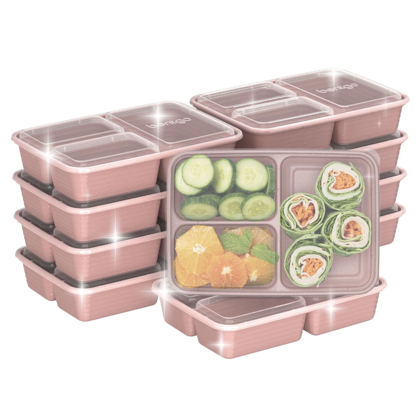 Bentgo Prep - 20-Piece 3-Compartment Reusable 6.5 inches, Rosette Glitter