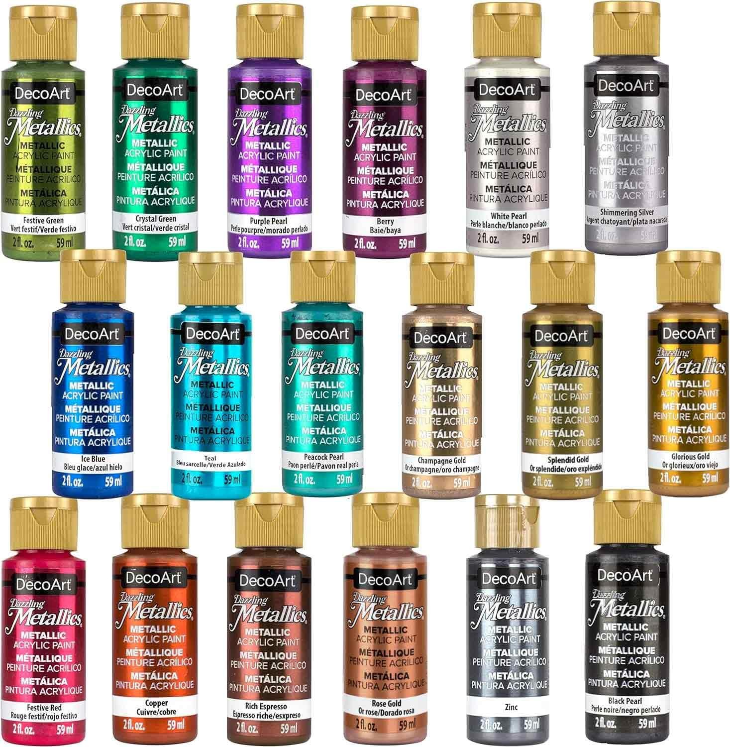 DecoArt Dazzling Metallics Acrylic Paint Set 18 Colors
