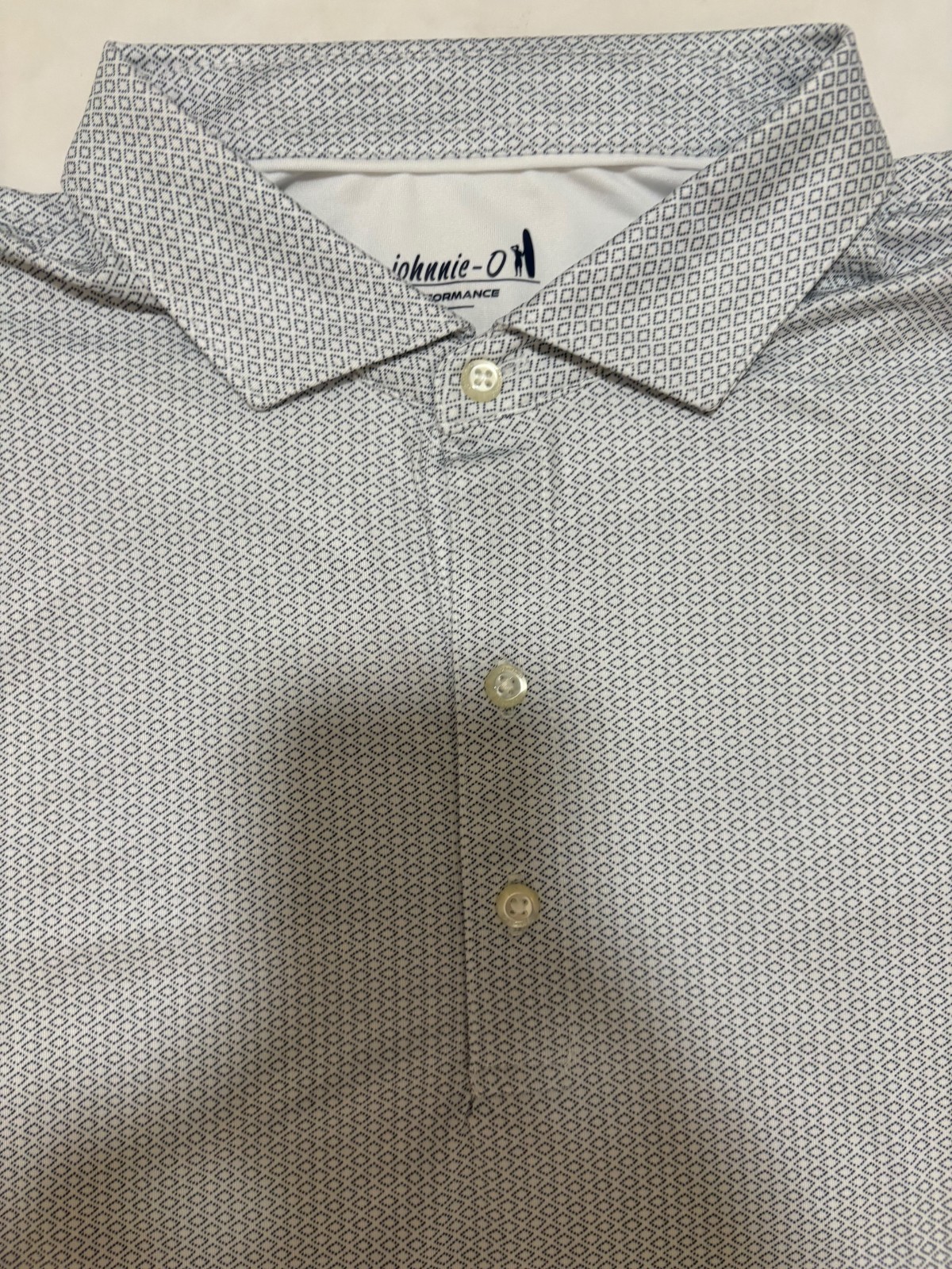 Johnnie O Performance Men\'s Golf Polo Short Sleeve Grey Diamond XLarge / XL NWoT