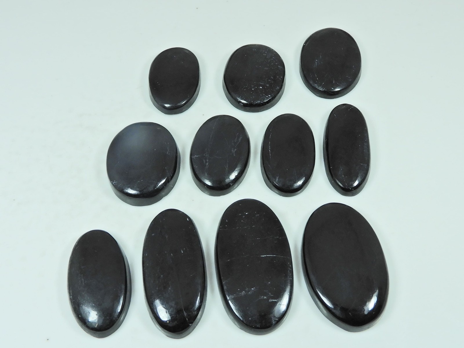 385Cts.Natural Black Tourmaline Oval Shape Cabochon Loose Gemstone 11Pcs Lot U71