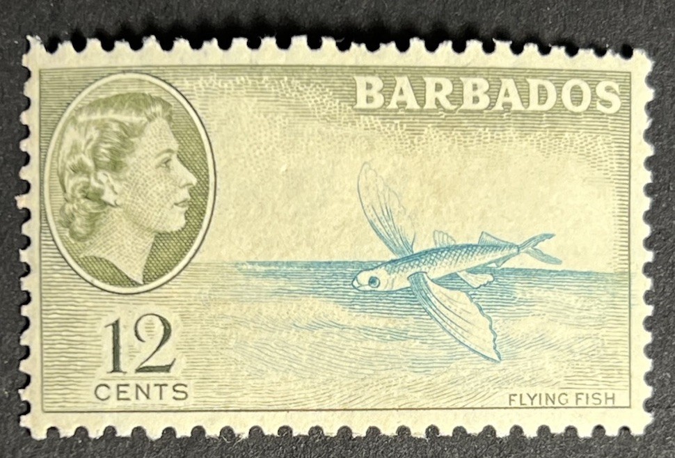 Travelstamps: 1953 Barbados Stamp Scott #242 - 12c QEII & Flying Fish - MNH OG Travelstamps: 1953 Barbados Stamp Scott #242 - 12c QEII & Flying Fish - MNH OG