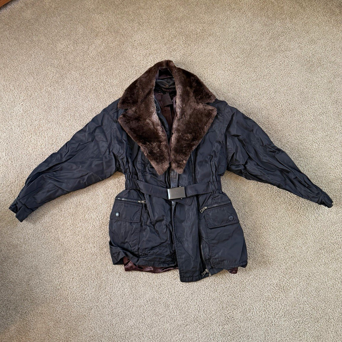 Vintage PRADA Women\'s Jacket - w/ detachable fur collar & liner - AMAZING Vintage PRADA Women\'s Jacket - w/ detachable fur collar & liner - AMAZING