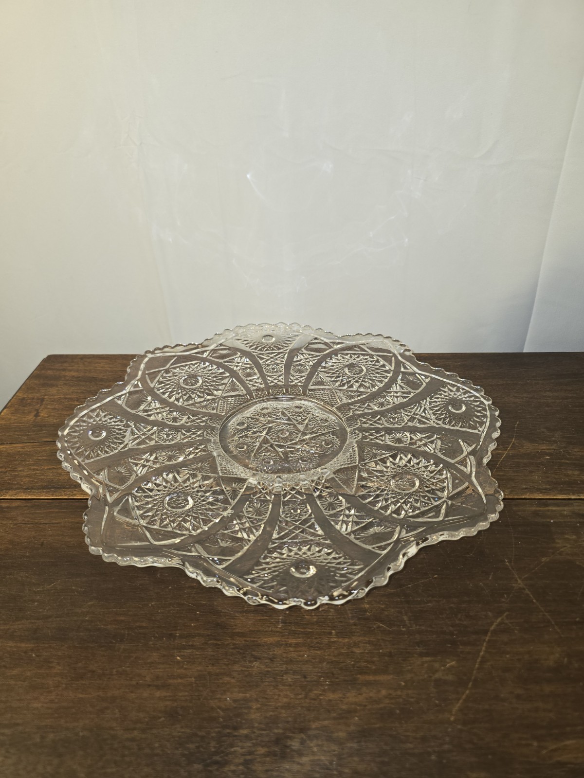 VTG Imperial Glass- Ohio Clear Daisy Button Pressed Glass Cake/Serving Plate VTG Imperial Glass- Ohio Clear Daisy Button Pressed Glass Cake/Serving Plate