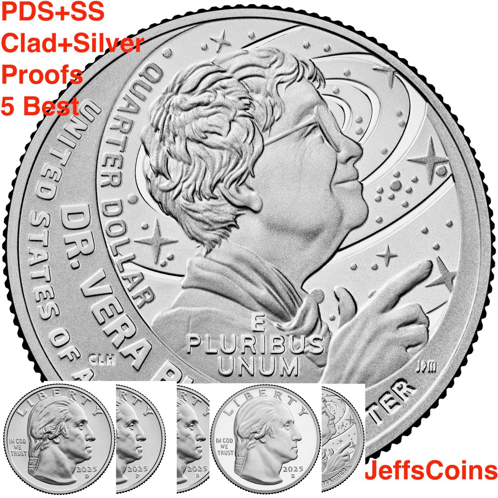 2025 P D S S S Dr. Vera Rubin Astronomer Quarter PDSSS Clad & Silver Proofs 5