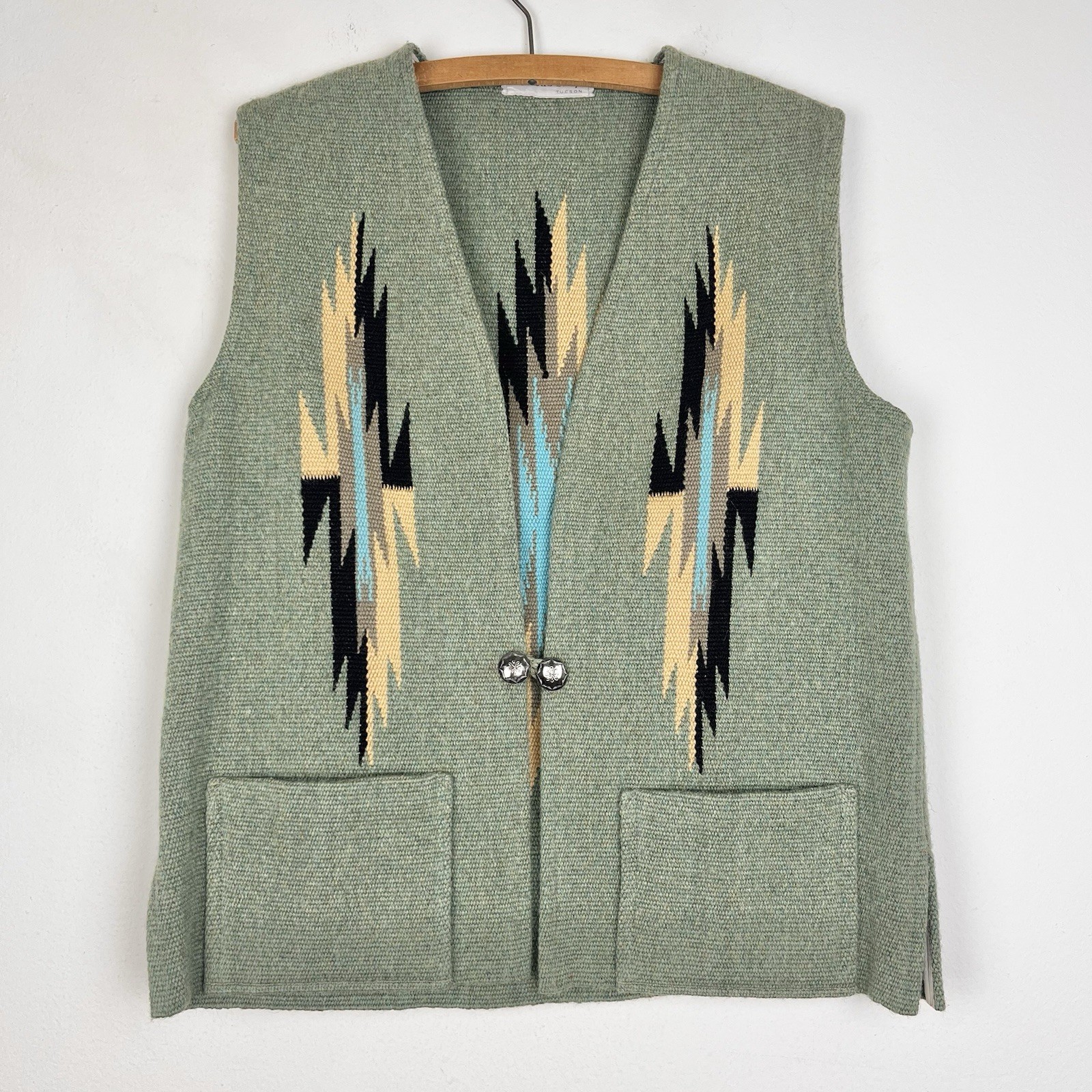 Vintage Chimayo Vest 100% Wool Hand Woven Kaibab Tuscon Men’s M