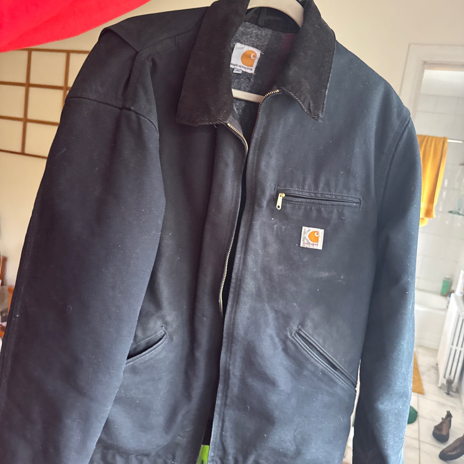 Vintage Carhartt Detroit Jacket Blanket Lined Black Made in USA Men\'s Large Tall Vintage Carhartt Detroit Jacket Blanket Lined Black Made in USA Men\'s Large Tall