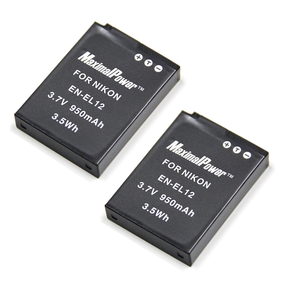 Refuelergy 2x BATTERIES for NIKON EN-EL12 Camera Coolpix S8200 S6200 S6000 S70