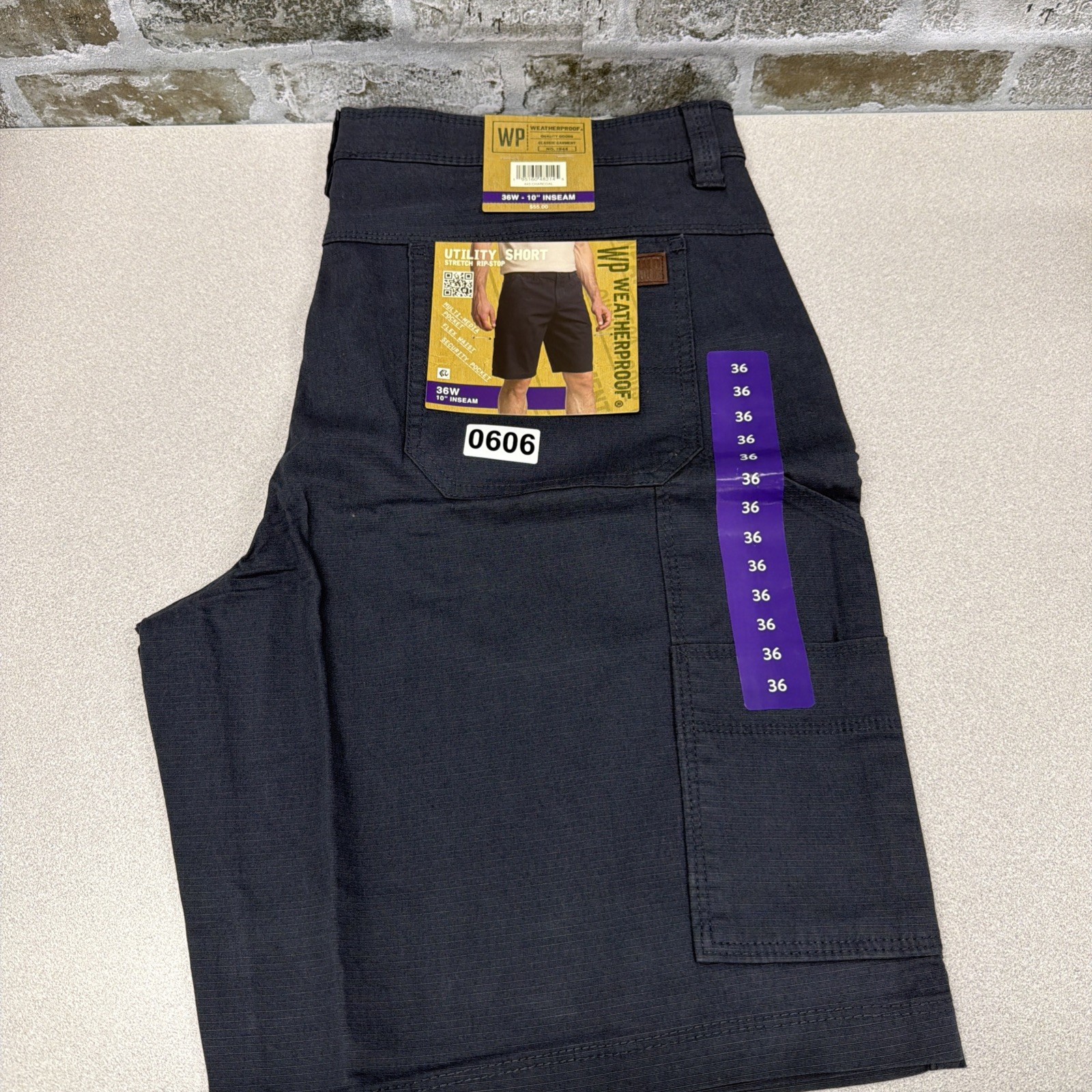 WP Weatherproof Men\'s Ripstop Utility Short Size 36, Charcoal