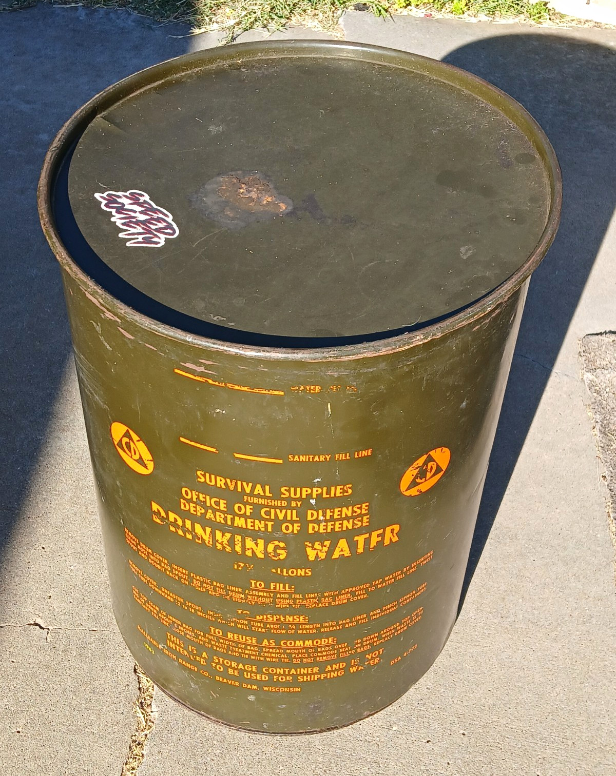 *Vintage* 1950s-1960s Civil Defense High Capacity Water Storage Container