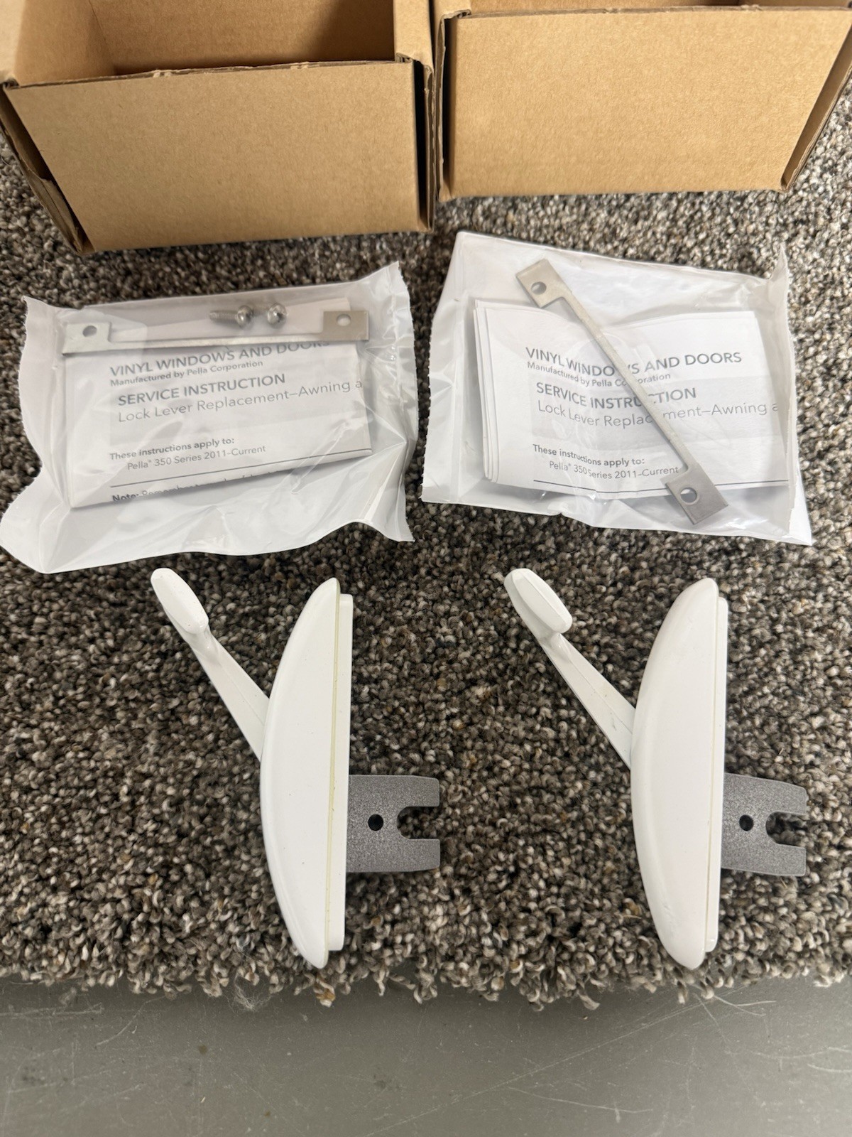 LOT (2) PELLA 350 Series Casement Awning Window Lock Lever Replacement White LOT (2) PELLA 350 Series Casement Awning Window Lock Lever Replacement White