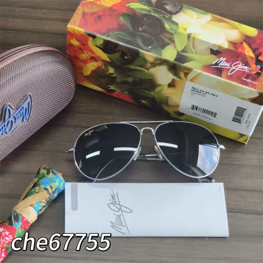 NEW Maui Jim Mavericks Polarized Sunglasses GS264-17 Silver/Neutral Grey Aviator