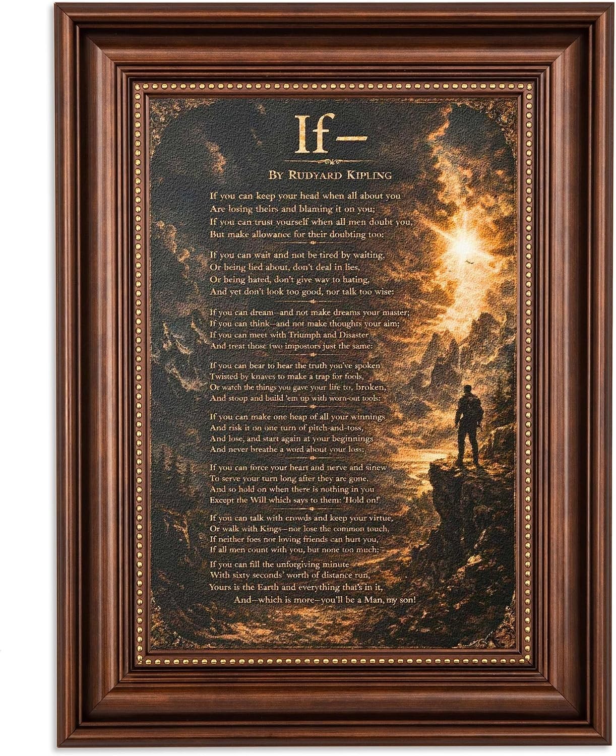 Framed If Rudyard Kipling Poetry Wall Art (If-Poem, 12X16In, Framed)