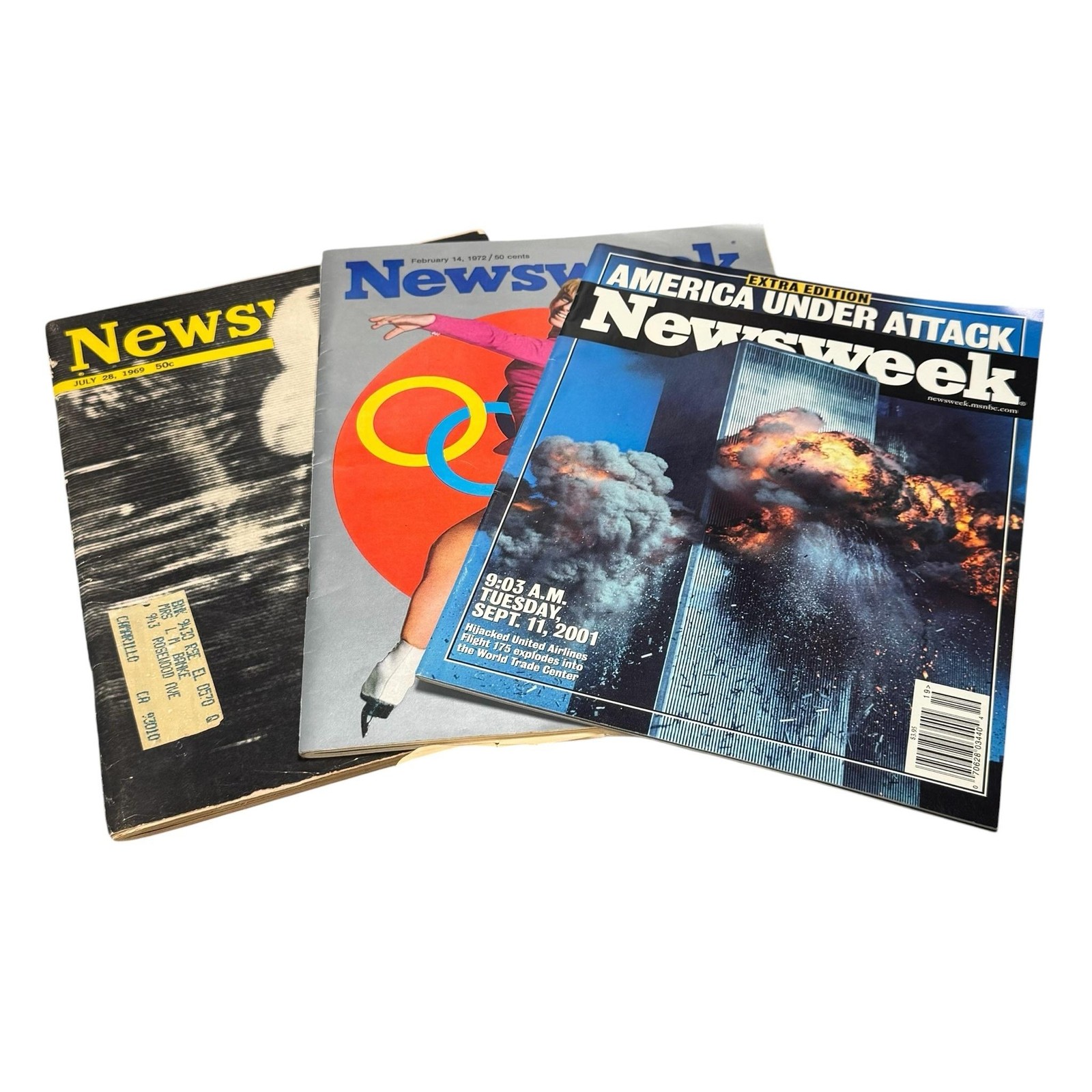 Vintage Newsweek Magazine Lot 3 Moon Landing 1972 Olympics 9/11 USA Issues