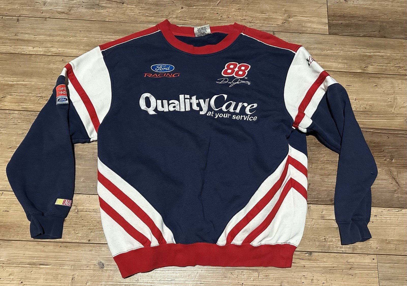 Vintage Chase Authentics Dale Jarrett 88 Quality Care Ford Racing Sweatshirt LRG
