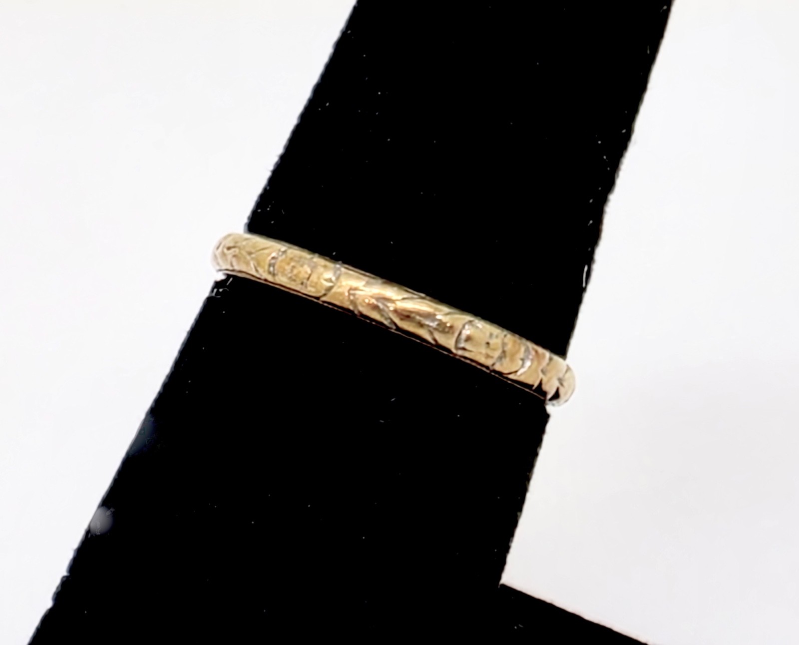 ANTIQUE J.R.WOOD ORANGE BLOSSOM 18K GOLD 2MM WEDDING BAND,7 3/8