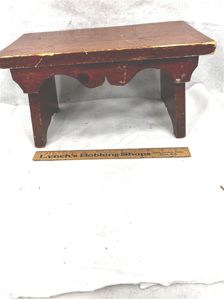 antique stool cricket wooden hand made pine 14x7x7. 5 high 19thc original 
