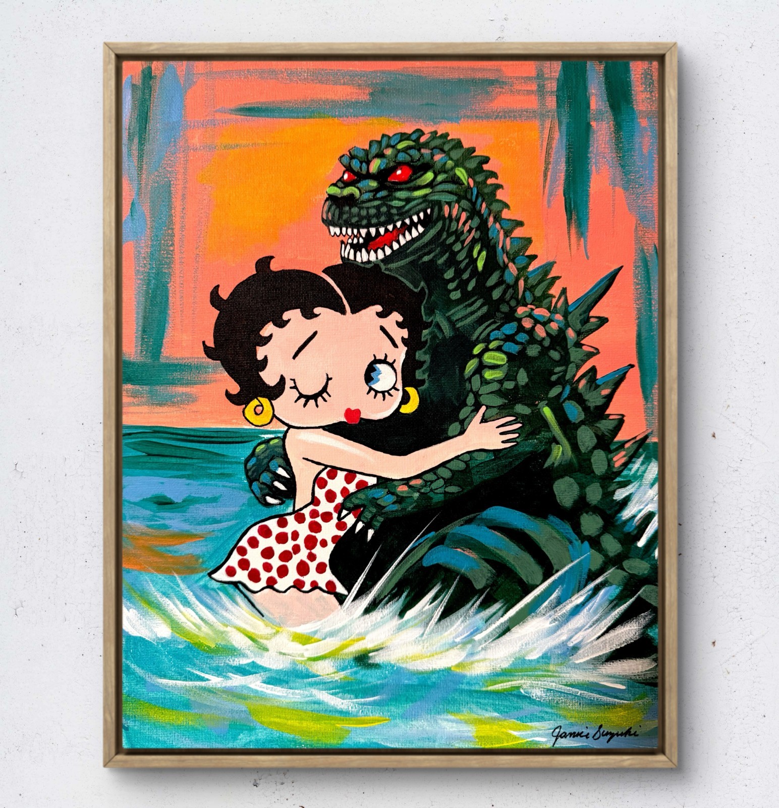 JANICEART 14x11 Boop Zilla Original Neo Expressionist Abstract Wall Art Signed