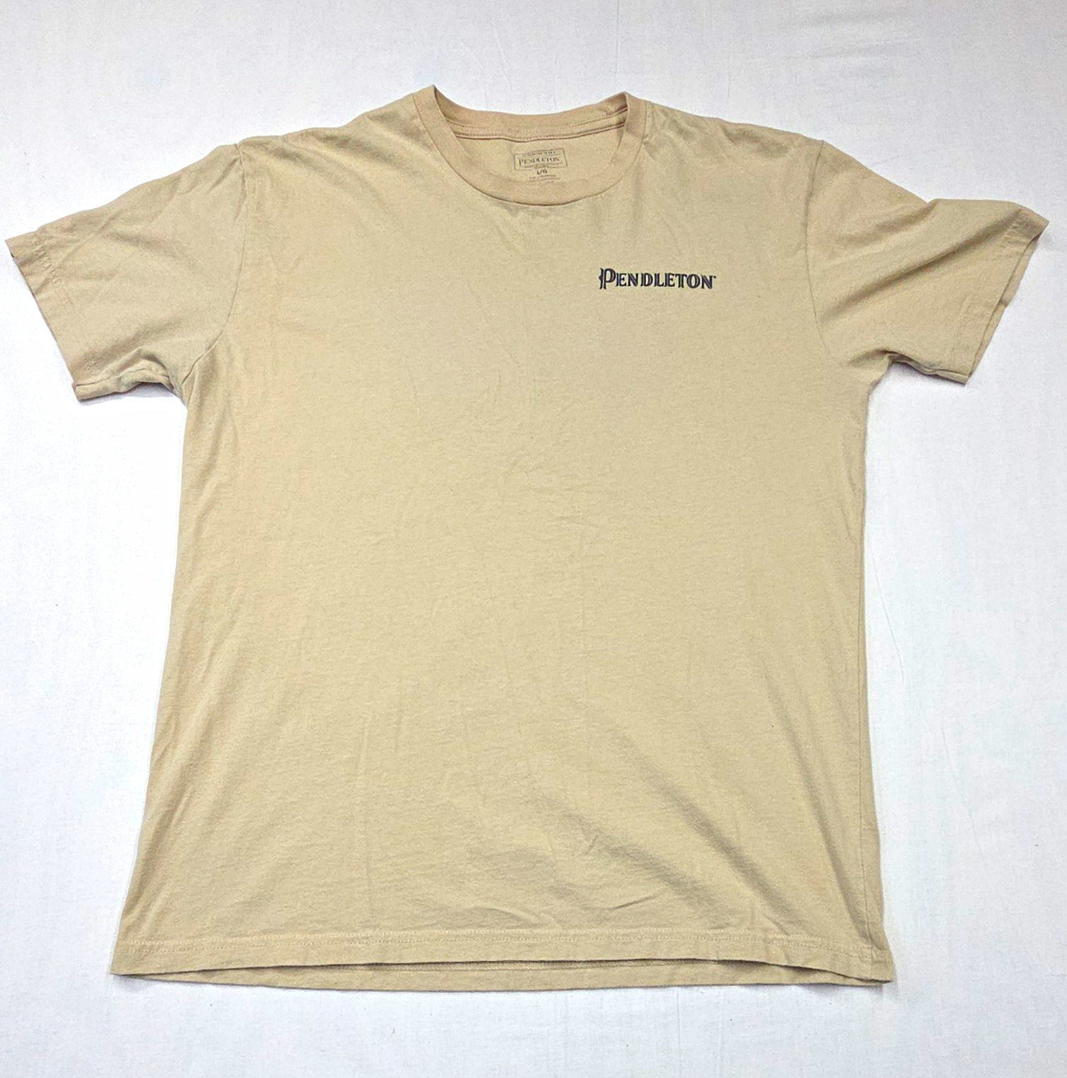 Pendleton Men\'s Beige Southwestern Graphic Print Crew Neck Tee Shirt L Regular