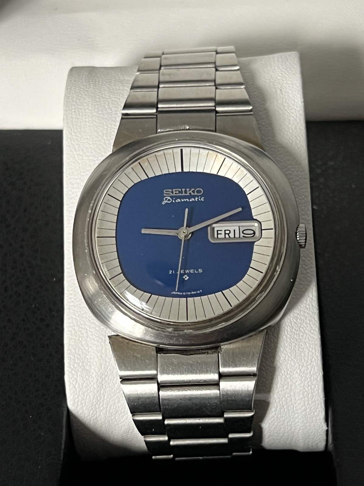 Seiko 5 6119 9410 Rare Blue Dial Day Date Automatic 37MM Vintage December 1970