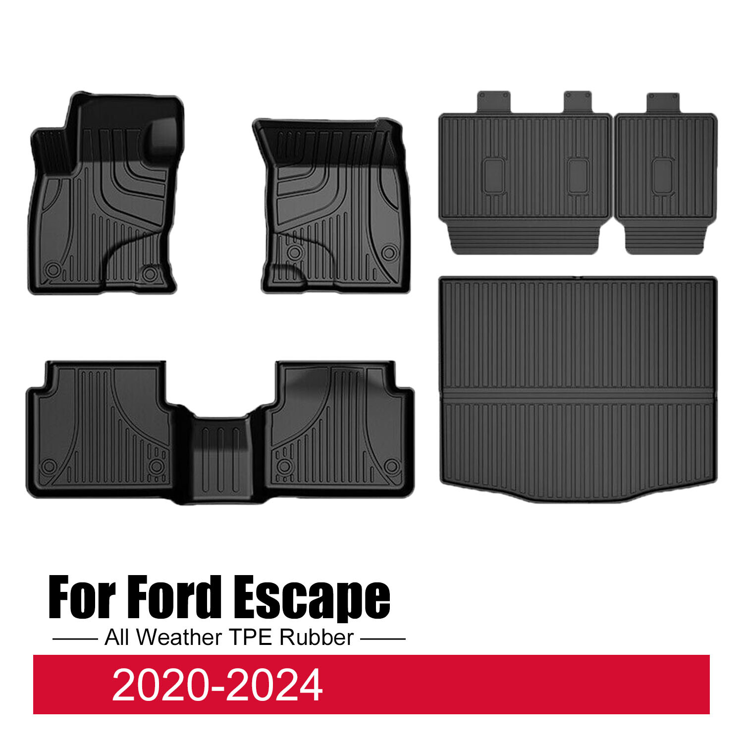 For Ford Escape 2020-2025 Car TPE Floor Mats&Trunk Mat Cargo Liner &Backrest Mat