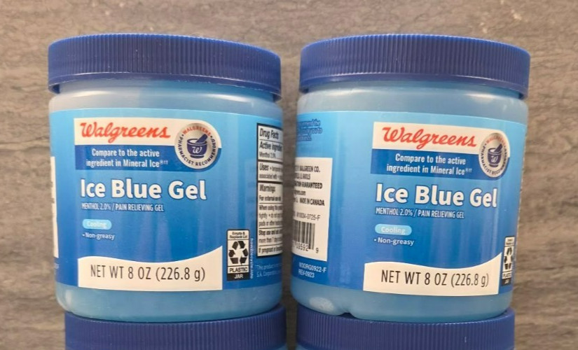 2x Walgreens Ice Blue Gel - Menthol Pain Relieving Gel - Comp to Mineral Ice 8oz