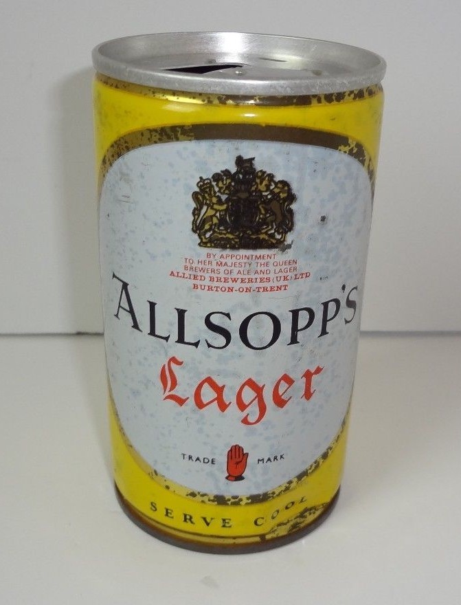 Vintage Rare Allsopp's Lager Allied Breweries UK Pull Tab Beer Can Vintage Rare Allsopp's Lager Allied Breweries UK Pull Tab Beer Can