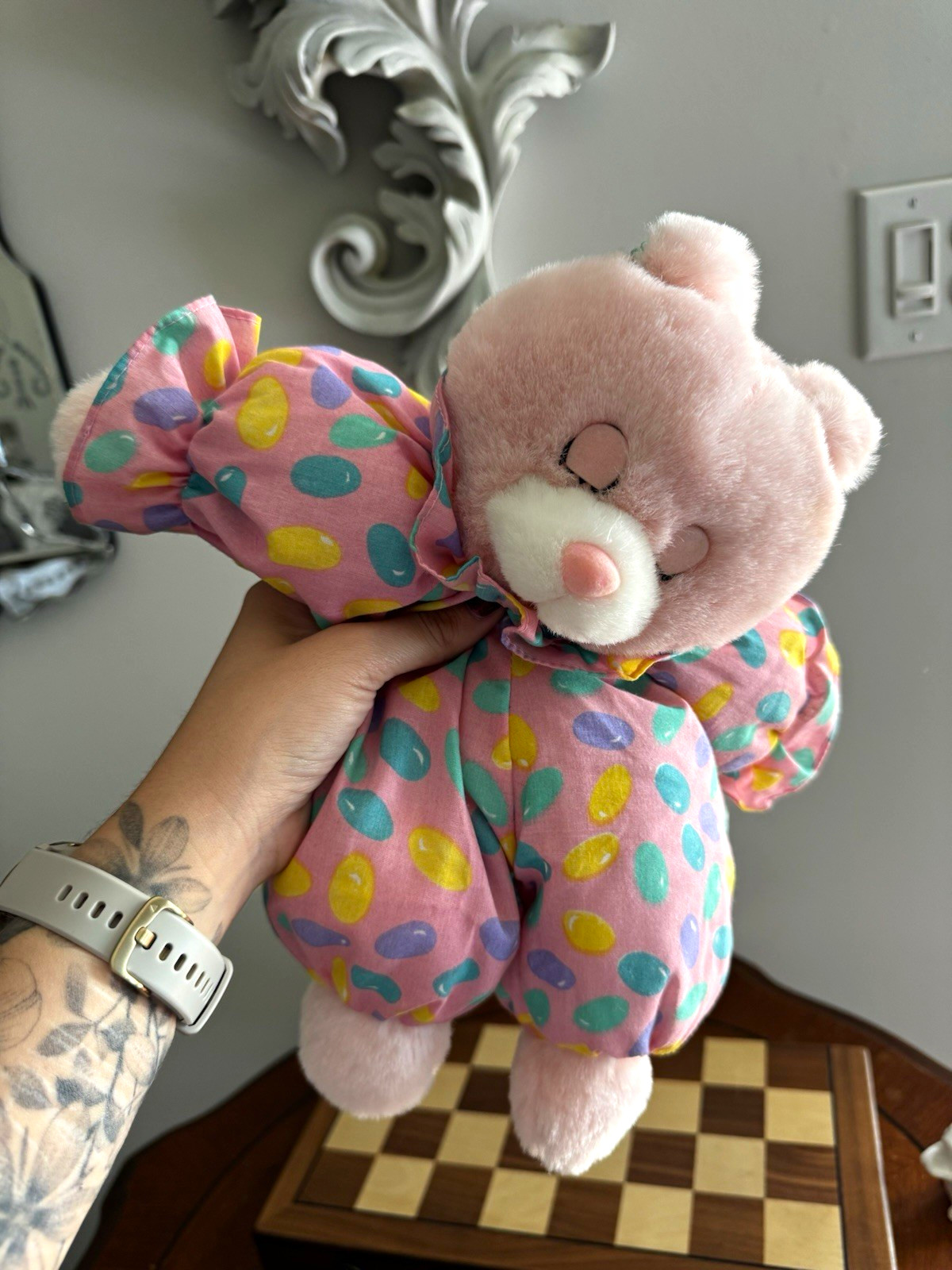 ABC Distributing Pink Plush Bunny Polka Dot Outfit Washable Vintage 1999