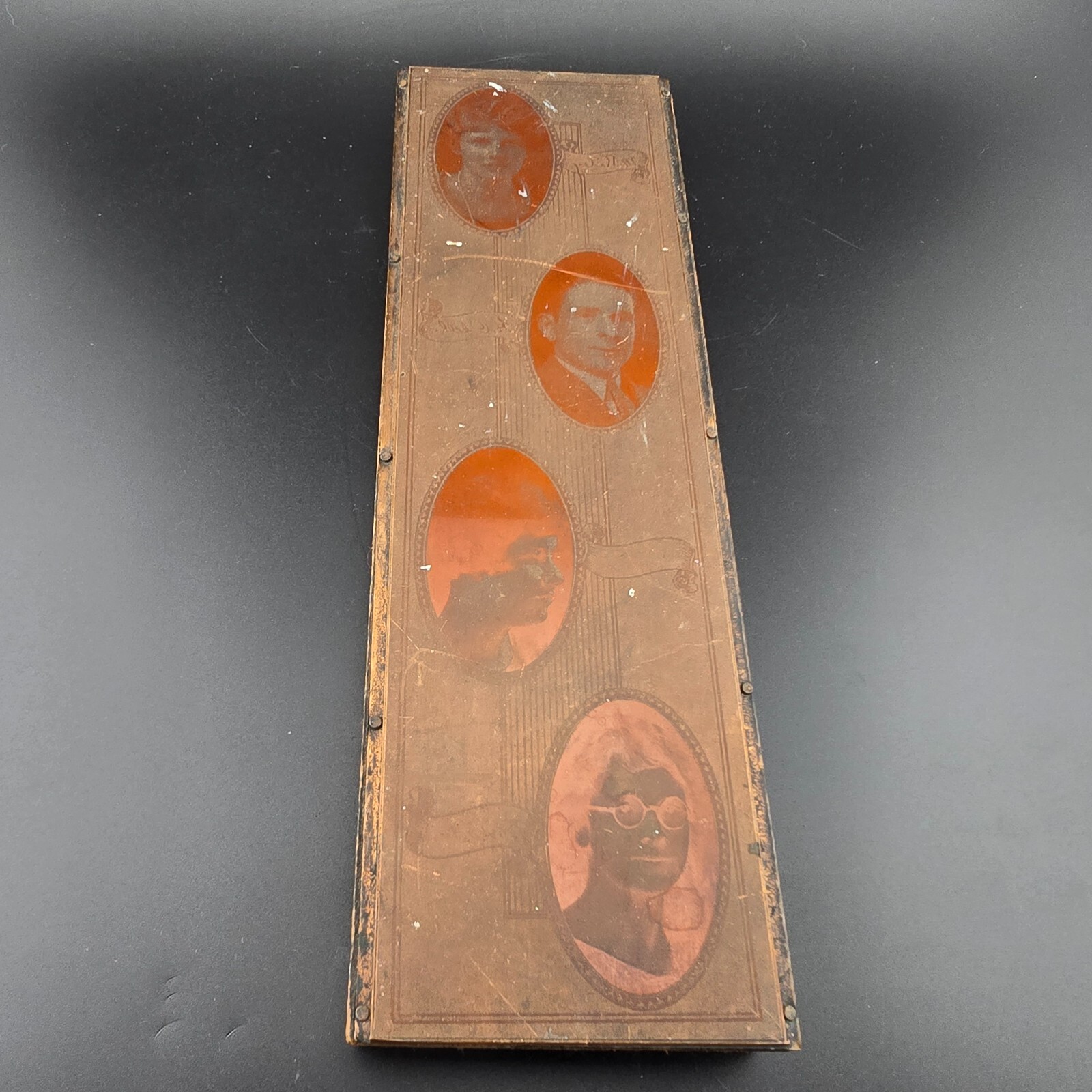 Vintage Edwardian Early 1900s Copper Portraits Newsprint Block 8.5