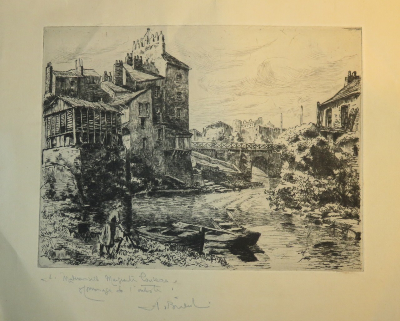 Antoine BRIENT (Rezé 1905-Nantes 1936) STRONG WATER SIGNED LANDSCAPE ANIME BRIDGE 1930
